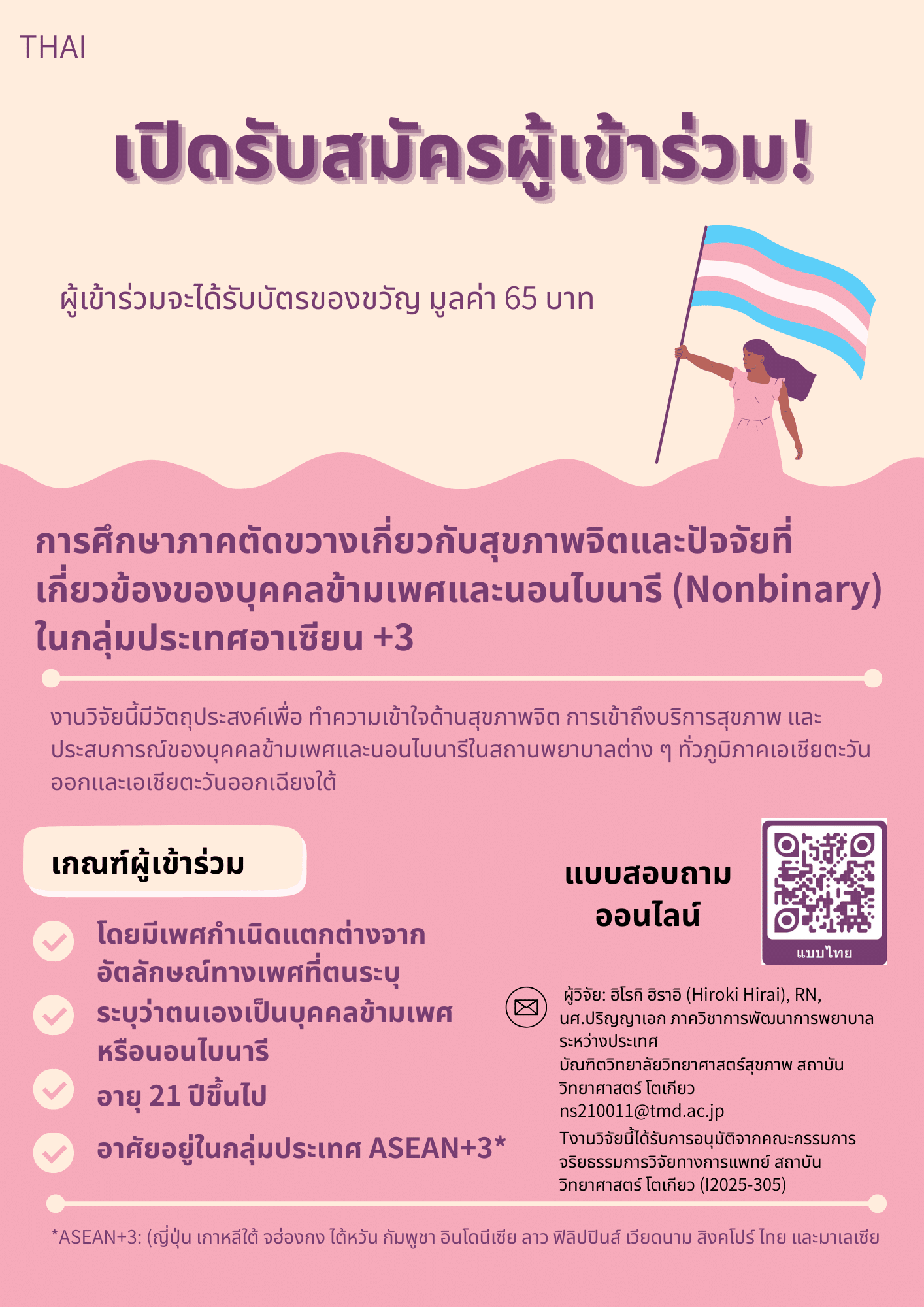 ASEAN+3 Transgender and Nonbinary Mental Health Survey: Be Part of the Change